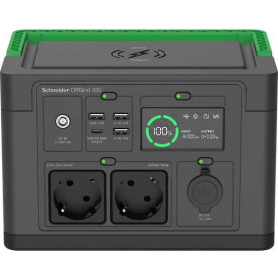 APC Schneider OffGrid Portable Power Station 332Wh Noir Vert