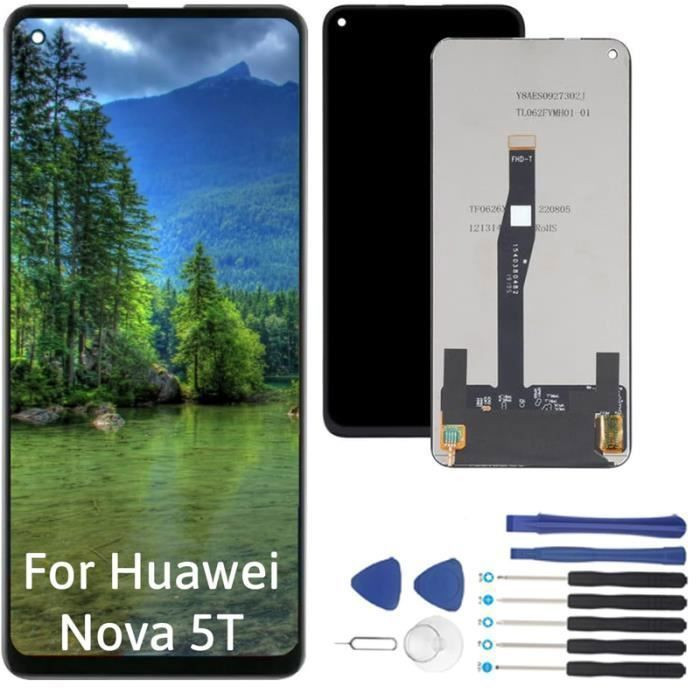 Écran LCD - HUAWEI - Nova 5T YAL-L21 YAL-L61 - Noir - Taille 6.26 - Kit outils