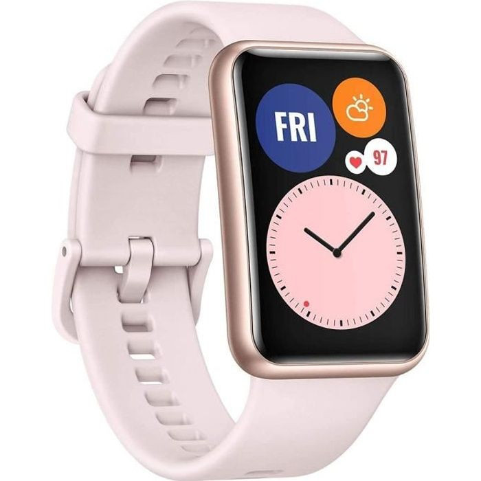 HUAWEI WATCH FIT Rose Montre Connectée écran AMOLED de 1.64 10 Jours Dautonomie 96 Modes Dentraînement 5ATM GPS Intégré SpO2
