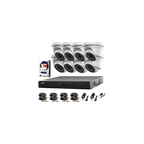 Kit de vidéosurveillance 8 canaux DVR 1080P et 8 x 2,0 MP Full HD 1080p Caméras de vidéosurveillance à dôme blanc IR 20 m Vision