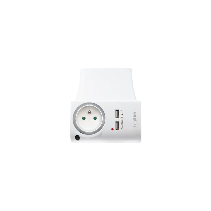 Prise secteur 220v M/F + charge 2x USB 2,1A