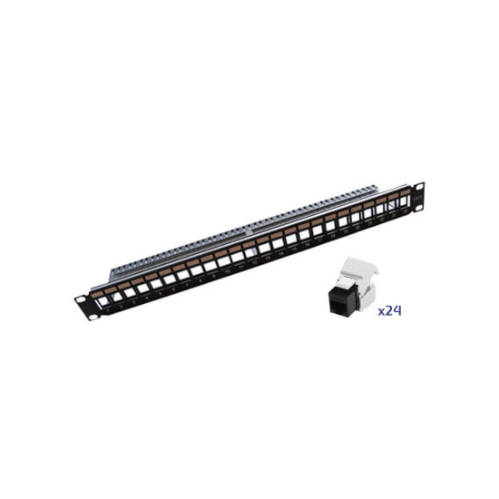 Panneau de brassage 24 ports 19" 1U Cat 6 U/UTP