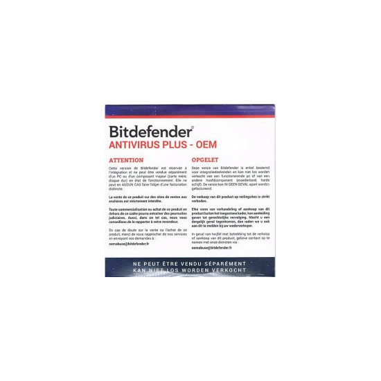 Bitdefender Antivirus Plus OEM 1 an 1 PC