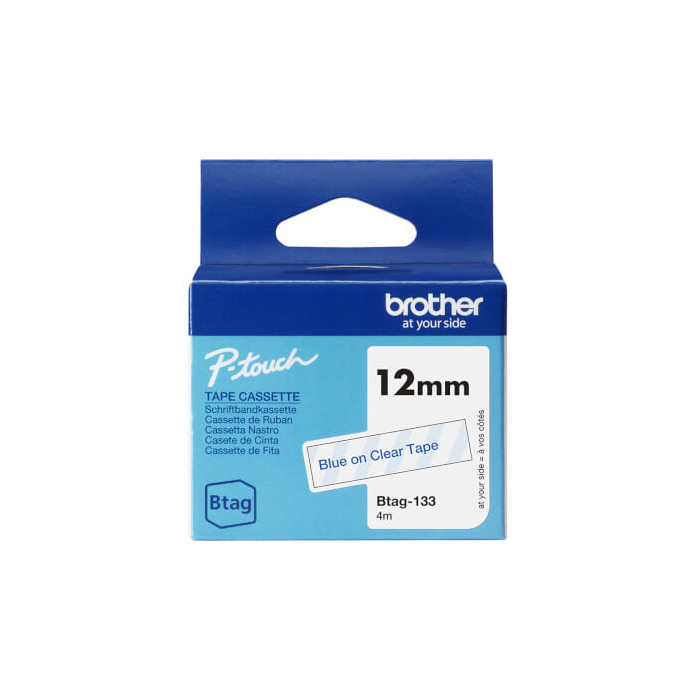 Ruban Btag non-laminé 12mm Bleu/Transparent