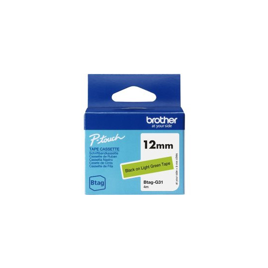 Ruban Btag non-laminé 12mm Noir/Vert