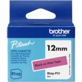 Ruban Btag non-laminé 12mm Noir/Rose