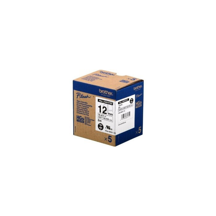 Rubans HG HIGH GRADE laminé 12mm Noir/Mat argent