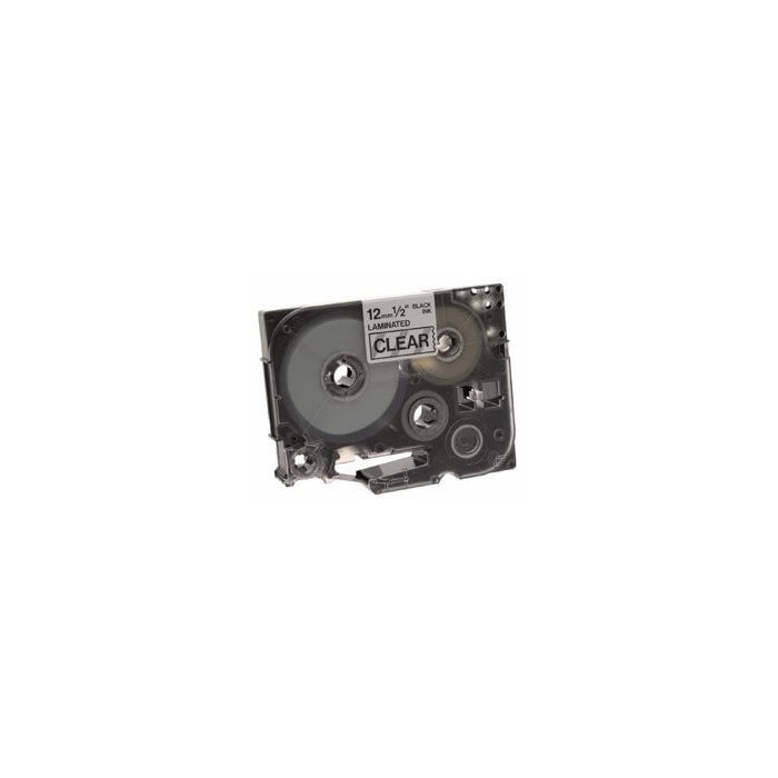 Ruban TZ laminé 12mm Noir/Transparent