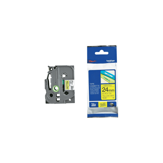 Ruban TZ laminé 24mm noir / jaune