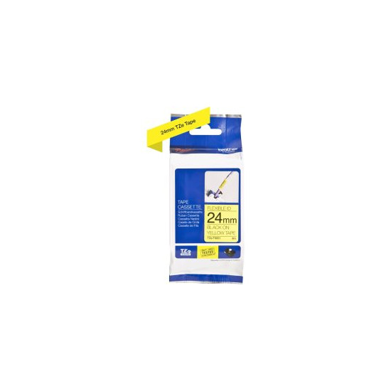 Ruban TZ laminé flexible 24mm Noir/Jaune