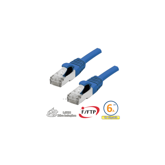 Cordon RJ45 Cat 6a F/FTP Primacy LSZH 1m bleu