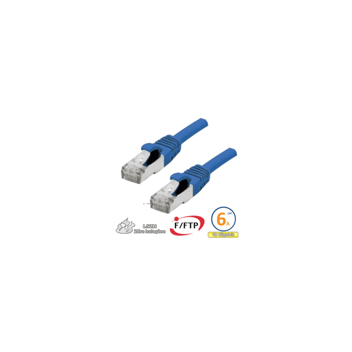 Cordon RJ45 Cat 6a F/FTP Primacy LSZH 1m bleu