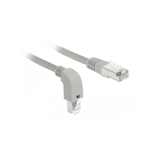 Cordon RJ45 Cat 6a S/FTP coudé B/ droit 1m beige