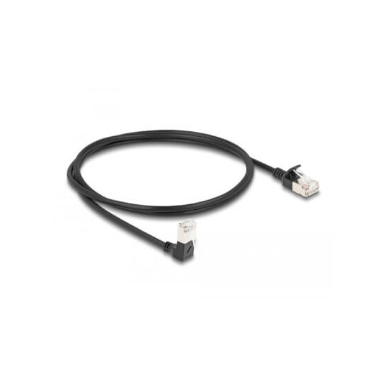 Cordon RJ45 Cat 6a S/FTP coudé bas 1m noir