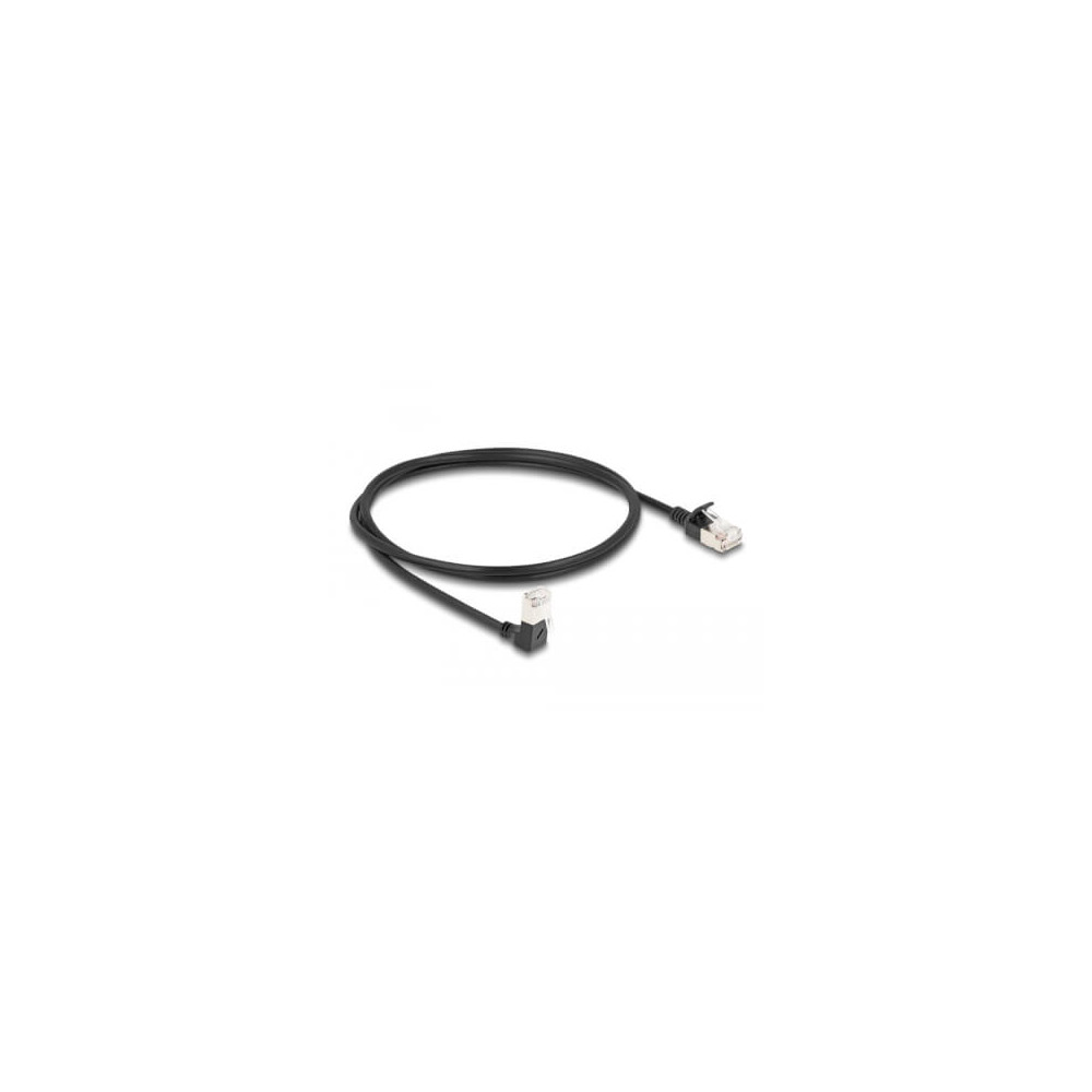 Cordon RJ45 Cat 6a S/FTP coudé bas 1m noir