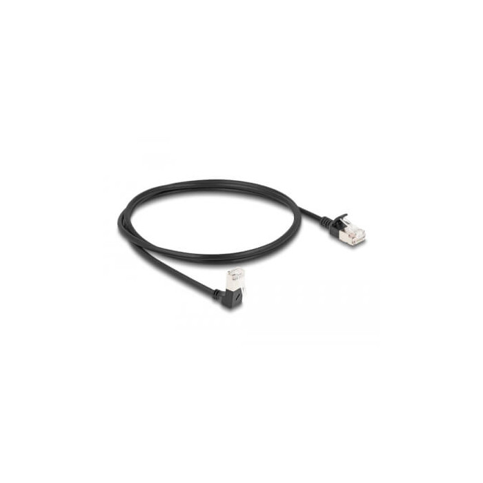 Cordon RJ45 Cat 6a S/FTP coudé bas 1m noir