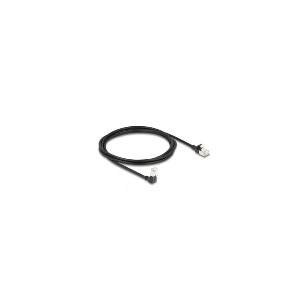 Cordon RJ45 Cat 6a S/FTP coudé bas 2m noir
