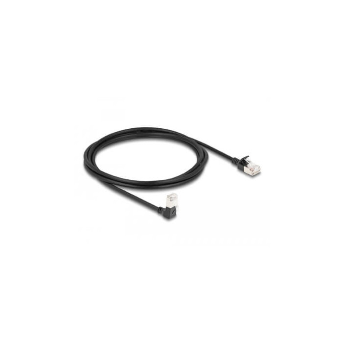 Cordon RJ45 Cat 6a S/FTP coudé bas 2m noir