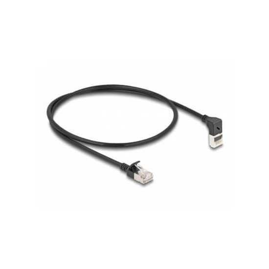 Cordon RJ45 Cat 6a S/FTP coudé haut 0,5m noir