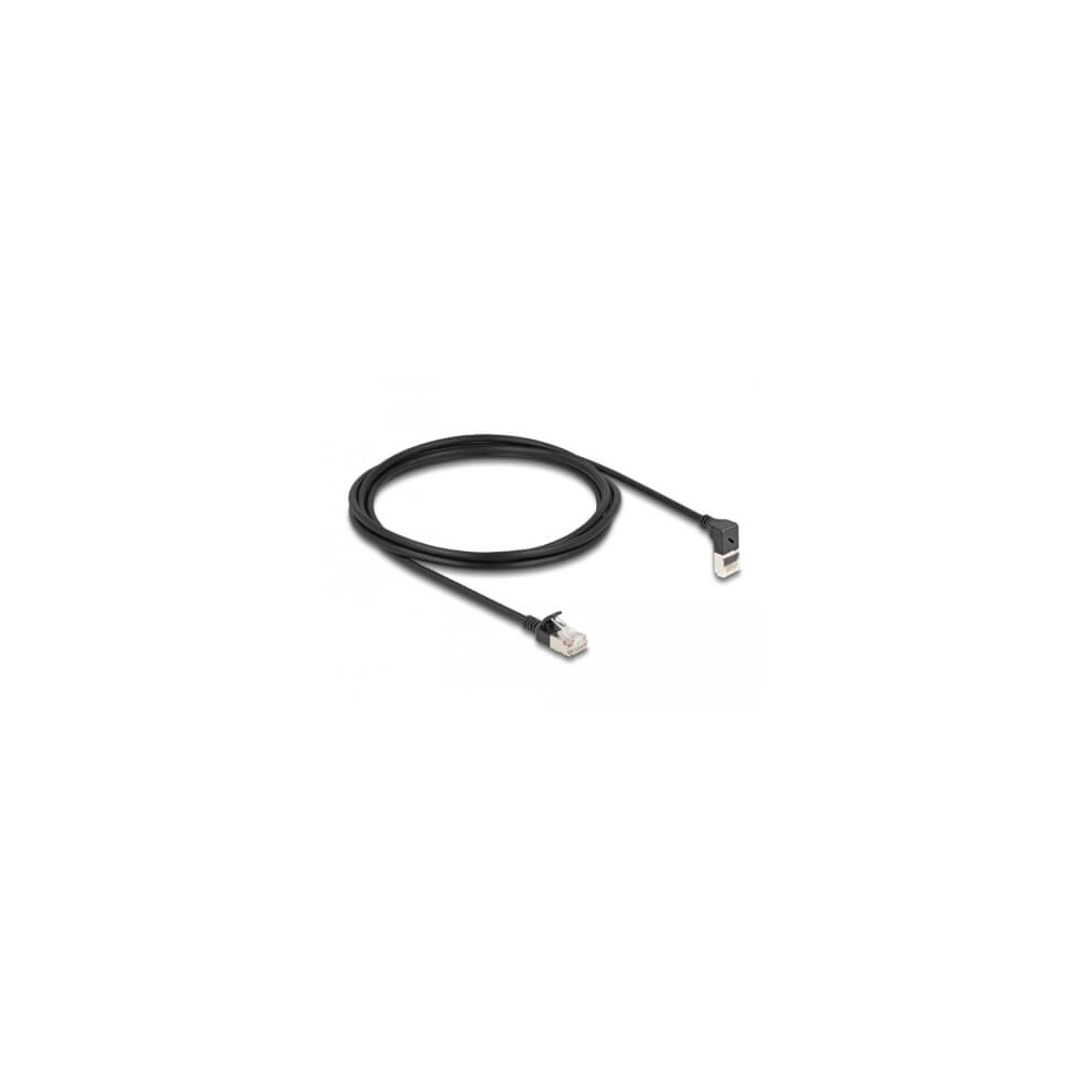 Cordon RJ45 Cat 6a S/FTP coudé haut 2m noir