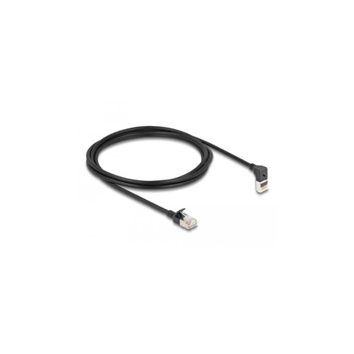 Cordon RJ45 Cat 6a S/FTP coudé haut 2m noir
