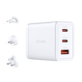 Chargeur USB GaN 65W Rapide 2 USB-C et 1 USB-A