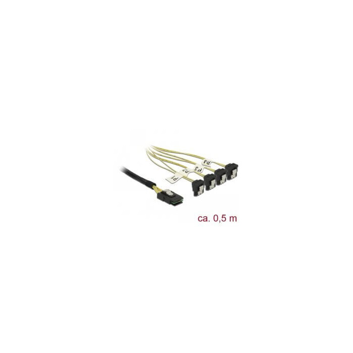 Cable Mini SAS SFF-8087 4 xSata 7 coudé 0.5m