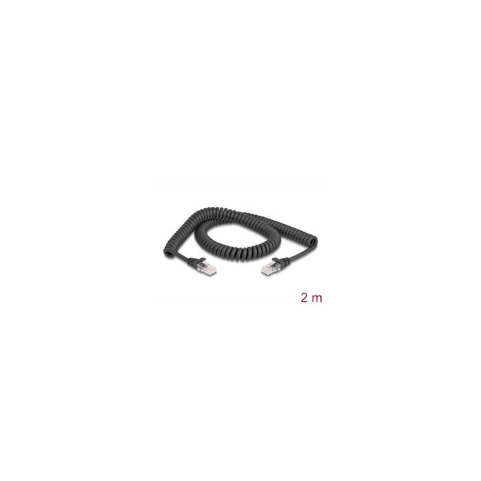 Cordon RJ45 spirale Cat 5e 2m noir
