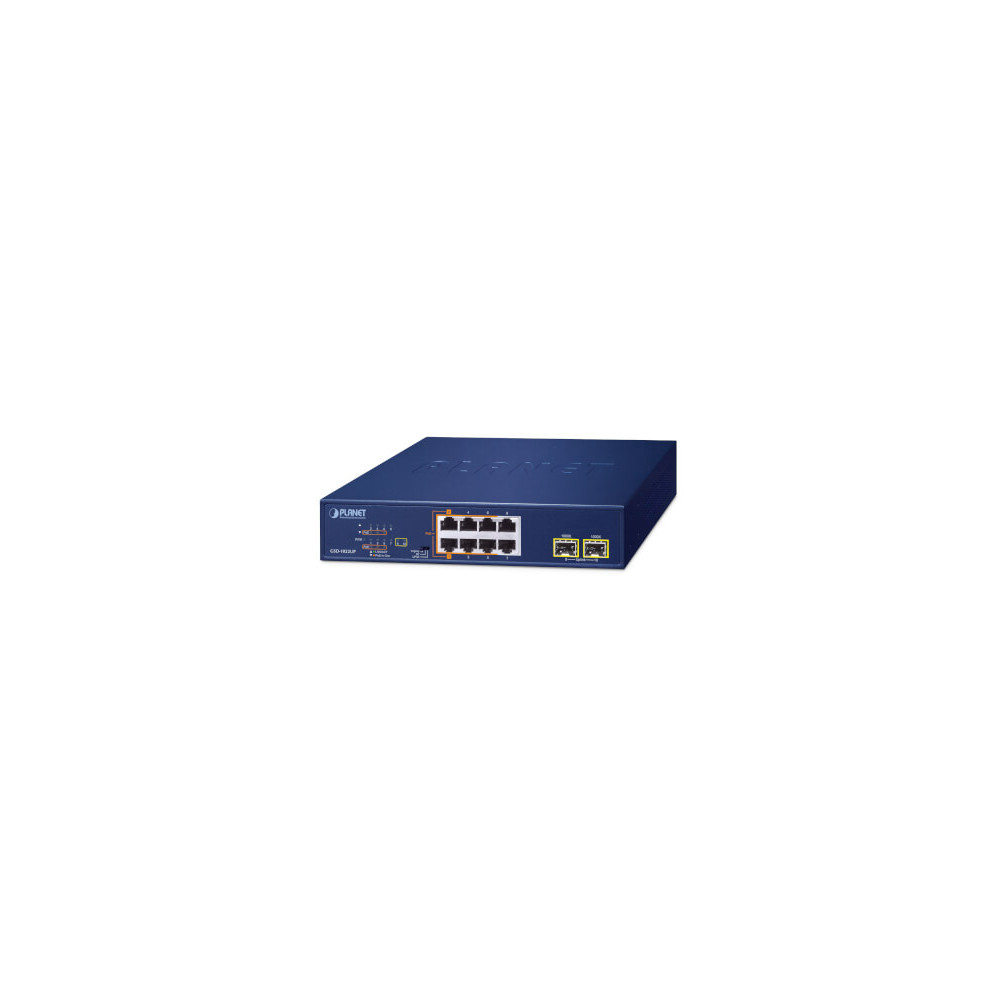 Switch 19" 8 ports Giga PoE bt 180W 2xSFP