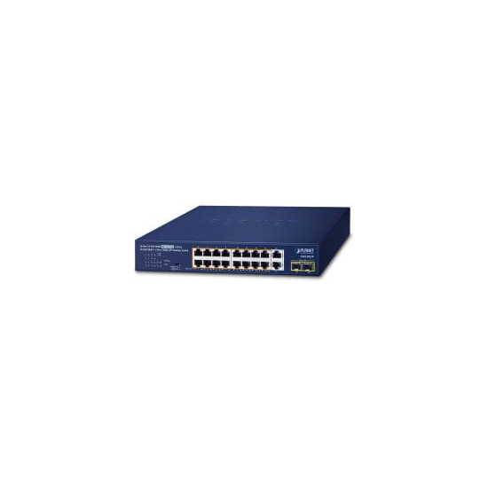Switch 19" 16 ports Giga PoE at 185W 2xSFP