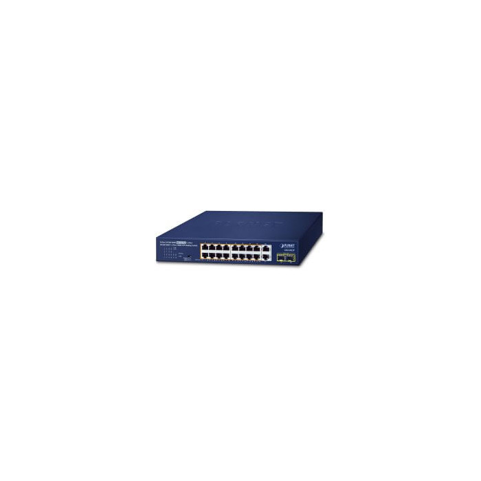 Switch 19" 16 ports Giga PoE at 185W 2xSFP