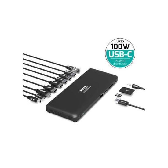 Docking USB-C 3vidéo HDMI&DP +USB +RJ45 +Audio +PD