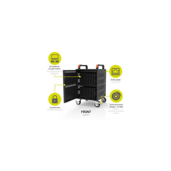 Armoire de charge 20 notebook + Rack 19'' 1U