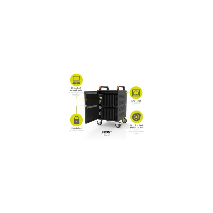 Armoire de charge 20 notebook + Rack 19'' 1U