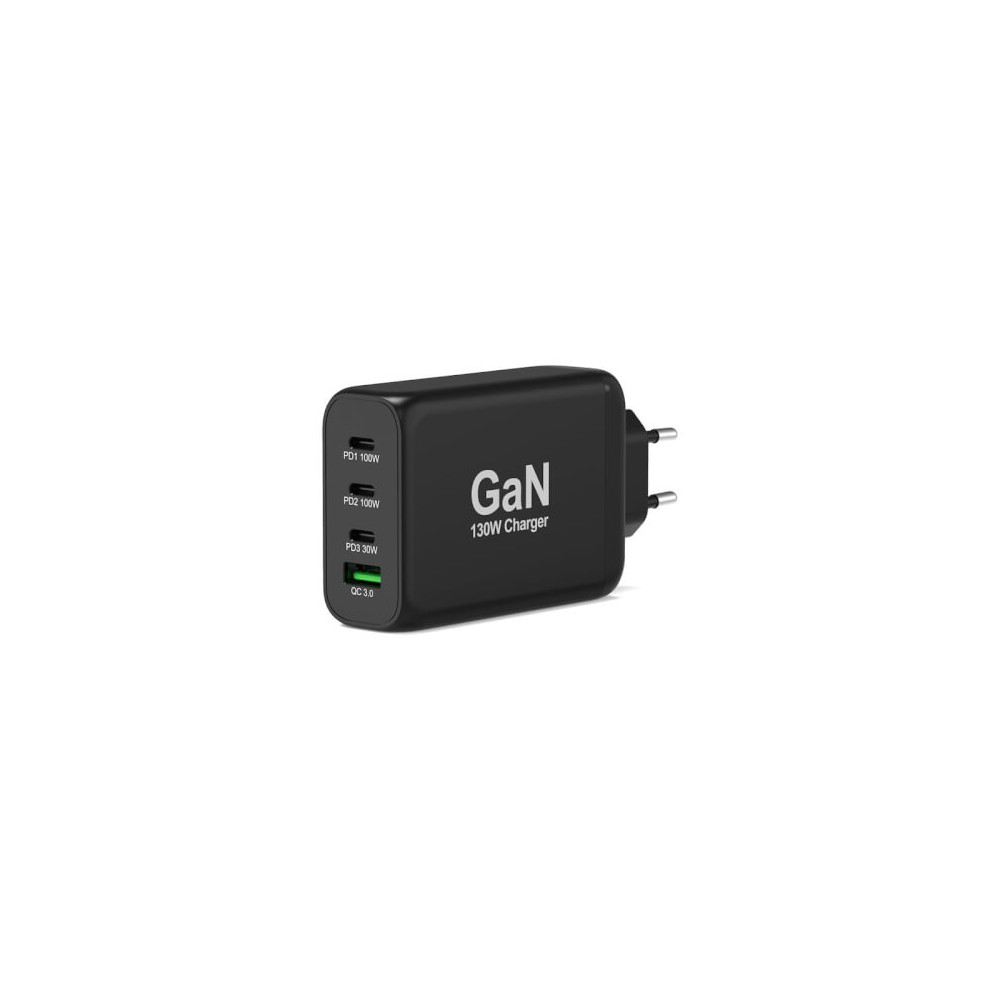 Alim USB GaN 1 USB A + 3 USB C 130W câble 2m