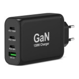 Alim USB GaN 1 USB A + 3 USB C 130W câble 2m