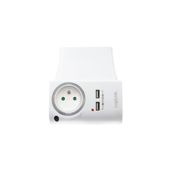 Prise secteur 220v M/F + charge 2x USB 2,1A