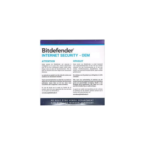 Bitdefender Internet Security OEM 1 an 1 PC