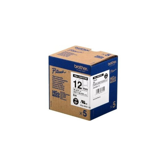 Rubans HG HIGH GRADE laminé 12mm Noir/Mat argent