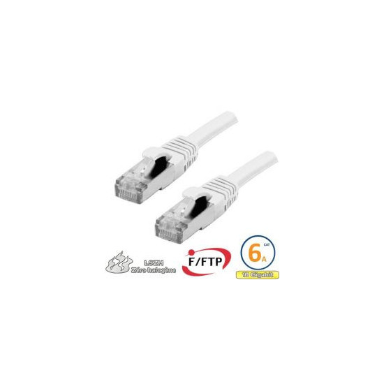 Cordon RJ45 Cat 6a F/FTP Primacy LSZH 0.3m bleu