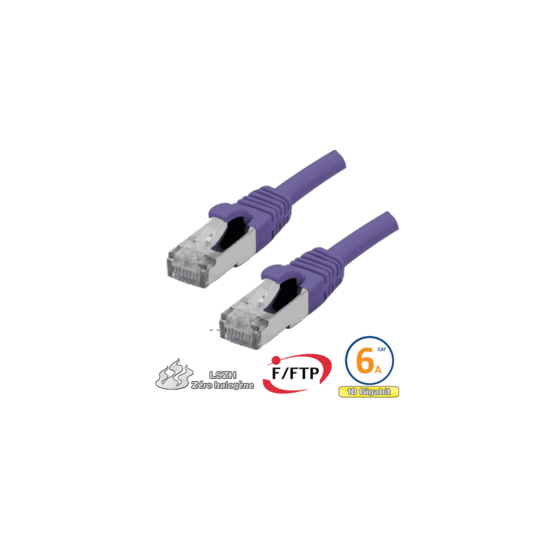 Cordon RJ45 Cat 6a F/FTP Primacy LSZH 0.5m bleu