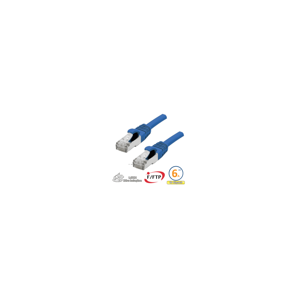 Cordon RJ45 Cat 6a F/FTP Primacy LSZH 2m bleu