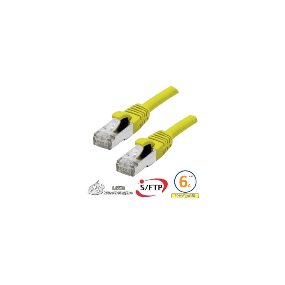 Cordon RJ45 Cat 6a F/FTP Primacy LSZH 0.5m bleu