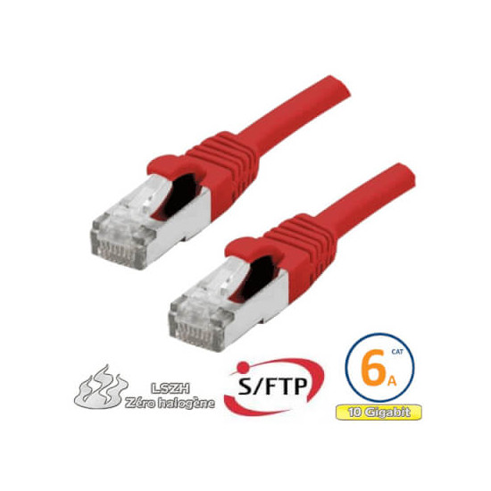Cordon RJ45 Cat 6a F/FTP Primacy LSZH 0.5m bleu