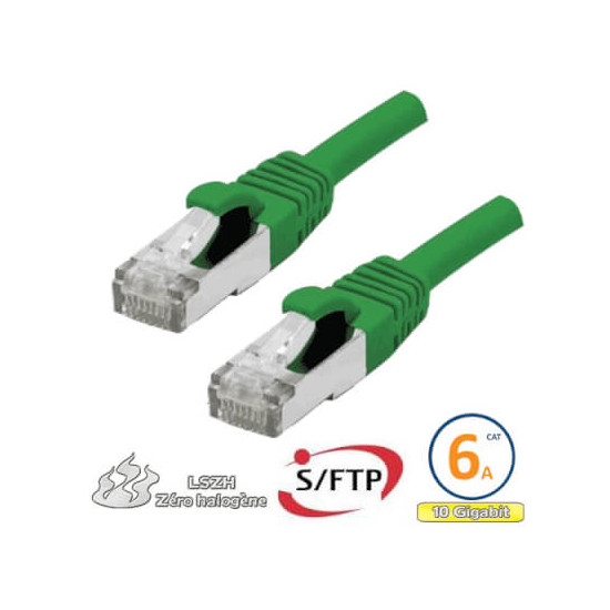 Cordon RJ45 Cat 6a F/FTP Primacy LSZH 2m bleu