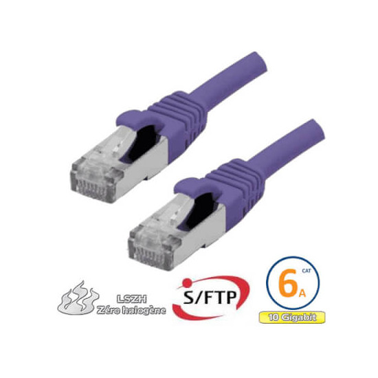 Cordon RJ45 Cat 6a F/FTP Primacy LSZH 3m bleu
