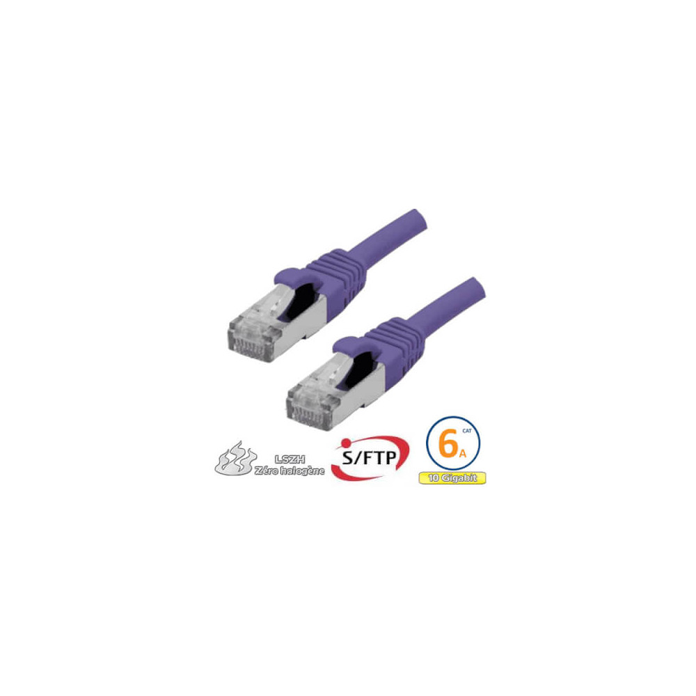 Cordon RJ45 Cat 6a F/FTP Primacy LSZH 3m bleu