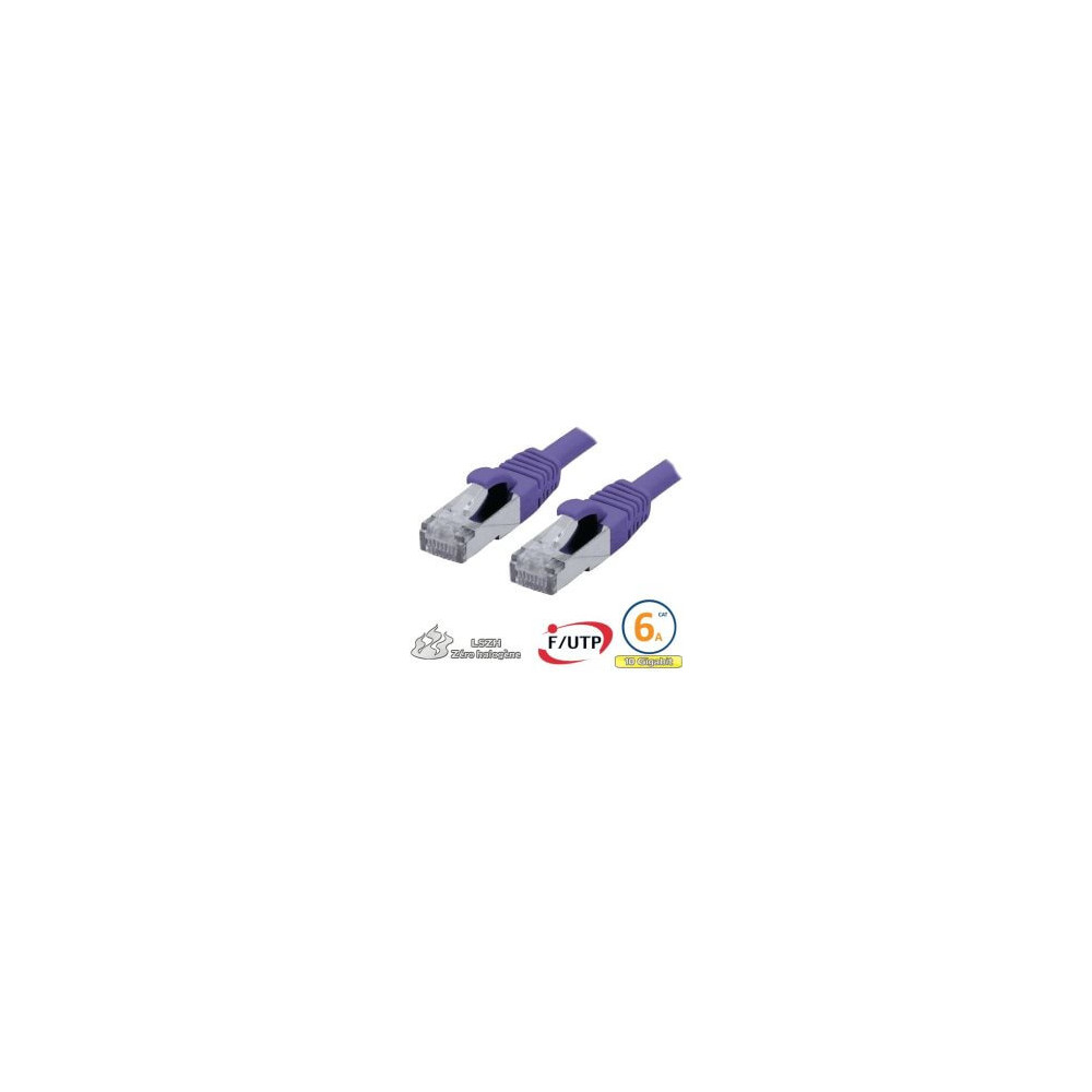 Cordon RJ45 Cat 6a F/FTP Primacy LSZH 0.3m bleu