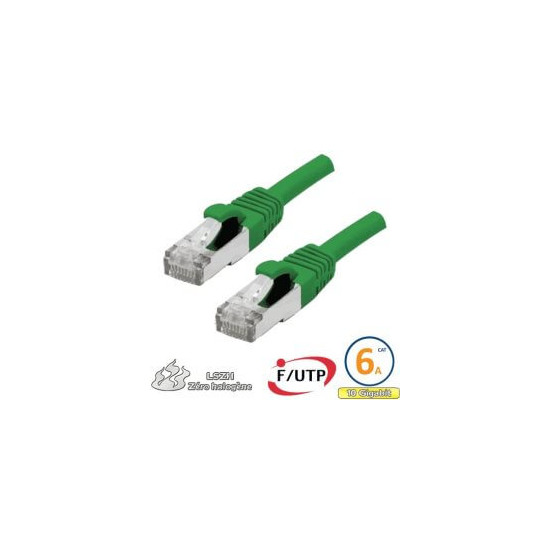 Cordon RJ45 Cat 6a F/FTP Primacy LSZH 0.5m bleu