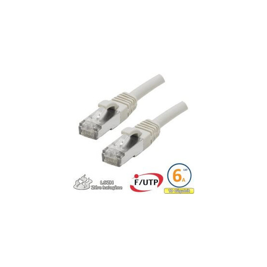 Cordon RJ45 Cat 6a F/FTP Primacy LSZH 0.5m bleu